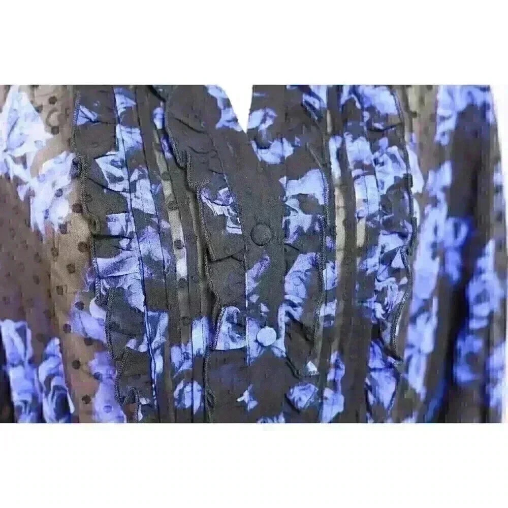 Torrid Size 1 Sheer Button Front W/Ruffle Along B… - image 4